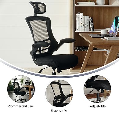 Flash Furniture High Back Mesh Ergonomic Chair with Chrome Plated Base and Flip-Up Arms