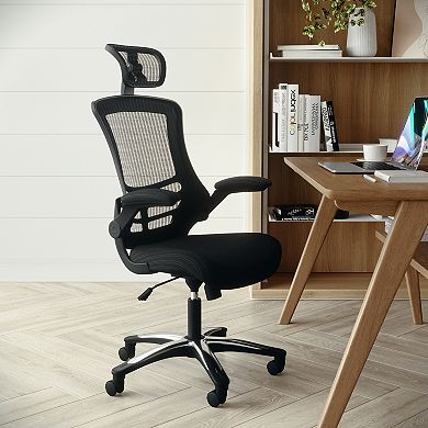 Flash Furniture High Back Mesh Ergonomic Chair with Chrome Plated Base and Flip-Up Arms
