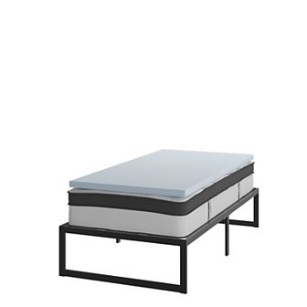 Flash Furniture Platform Bed Frame; Pocket Spring Mattress & Memory Foam Topper
