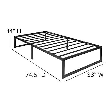 Flash Furniture Platform Bed Frame; Pocket Spring Mattress & Memory Foam Topper