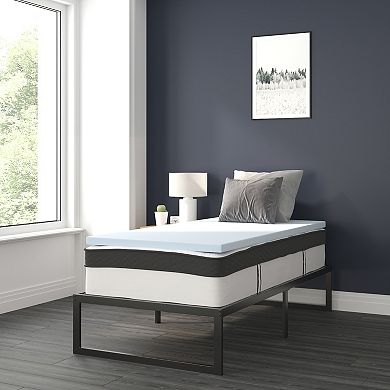 Flash Furniture Platform Bed Frame; Pocket Spring Mattress & Memory Foam Topper