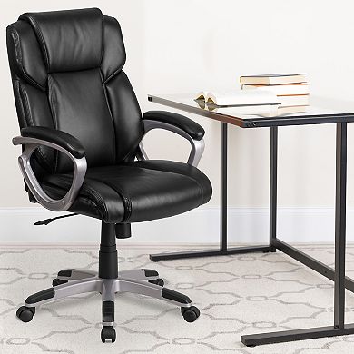 Flash Furniture Mid-Back LeatherSoft Executive Swivel Office Chair with Padded Arms