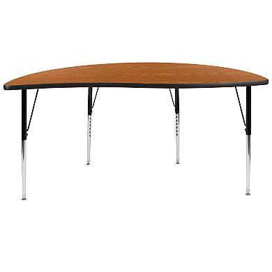 Flash Furniture 60" Half Circle Wave Collaborative Grey Adjustable Height Activity Table