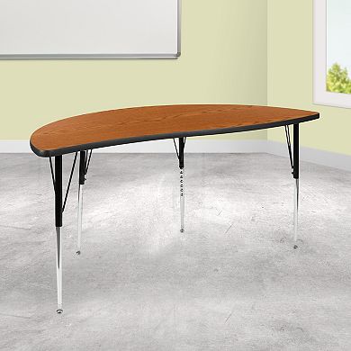 Flash Furniture 60" Half Circle Wave Collaborative Grey Adjustable Height Activity Table