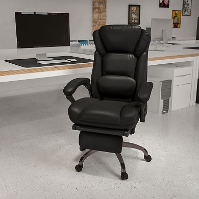 Flash Furniture High Back LeatherSoft Reclining Ergonomic Chair with Outer Lumbar Cushion