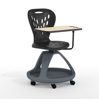 Flash Furniture Mobile Desk Chair - 360° Tablet Rotation and Storage Cubby