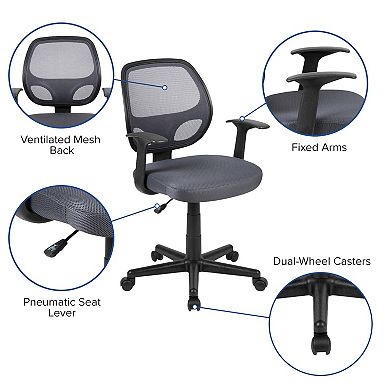 Flash Furniture Mid-Back Mesh Swivel Ergonomic Task Office Chair - Arms