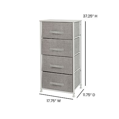 Flash Furniture 4 Drawer Vertical Storage Dresser with Wood Top & Fabric Pull Drawers