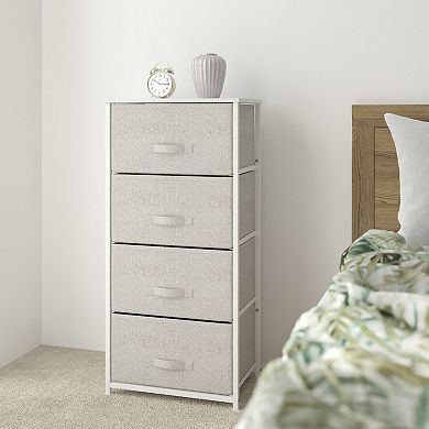 Flash Furniture 4 Drawer Vertical Storage Dresser with Wood Top & Fabric Pull Drawers
