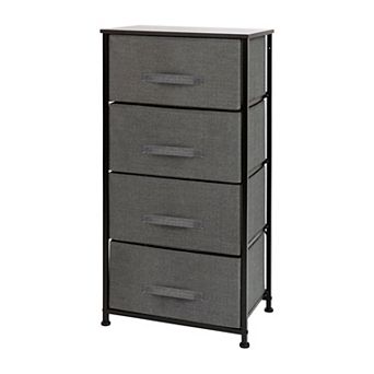 Flash Furniture 4 Drawer Vertical Storage Dresser with Wood Top & Fabric Pull Drawers