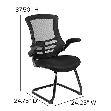 Flash Furniture Mesh Sled Base Side Reception Chair with Flip-Up Arms