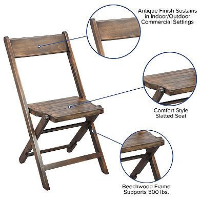 Flash Furniture Commercial Beechwood Folding Event Chair with Slatted Seat