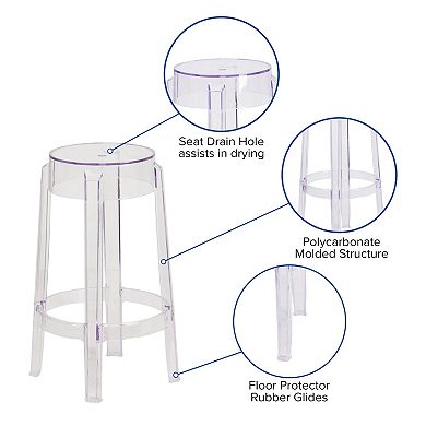 Flash Furniture 25.75" High Transparent Counter Height Stool - Restaurant & Bar Furniture