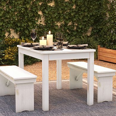 Flash Furniture 46" x 30" Rectangular Antique Rustic Solid Pine Farm Dining Table