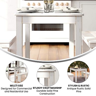 Flash Furniture 46" x 30" Rectangular Antique Rustic Solid Pine Farm Dining Table