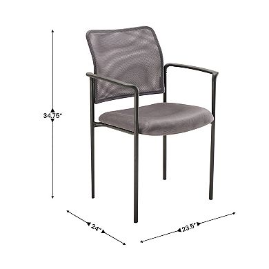 Flash Furniture Comfort Mesh Stackable Steel Side Chair with Arms - Reception Seating