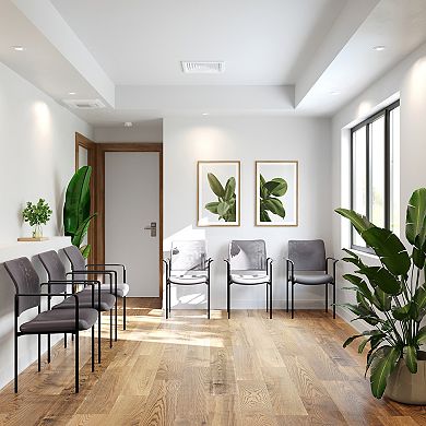 Flash Furniture Comfort Mesh Stackable Steel Side Chair with Arms - Reception Seating