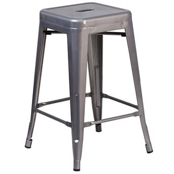 Flash Furniture 24" High Backless Clear Coated Metal Indoor Counter Height Stool w/ Square Seat