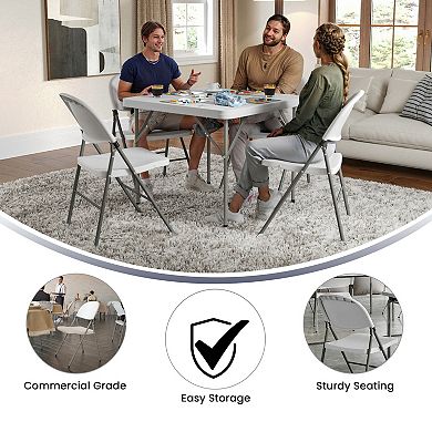 Flash Furniture 2 PK 330 lb. Capacity White Plastic Folding Chair with Gray Frame - Event Chair