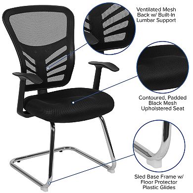 Flash Furniture Mesh Side Reception Chair with Chrome Sled Base - Conference Room Chair