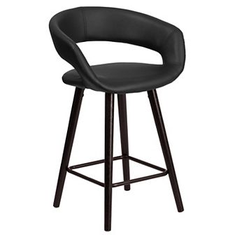 Flash Furniture Contemporary Rounded Back Counter Height Stool with Wood Frame