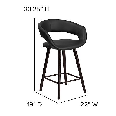 Flash Furniture Contemporary Rounded Back Counter Height Stool with Wood Frame