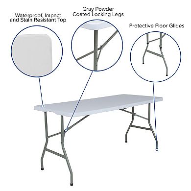 Flash Furniture 4.97-Foot Bi-Fold Plastic Folding Table with Handle - Event Table