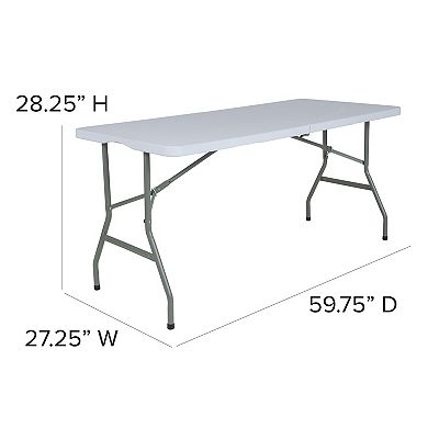 Flash Furniture 4.97-Foot Bi-Fold Plastic Folding Table with Handle - Event Table