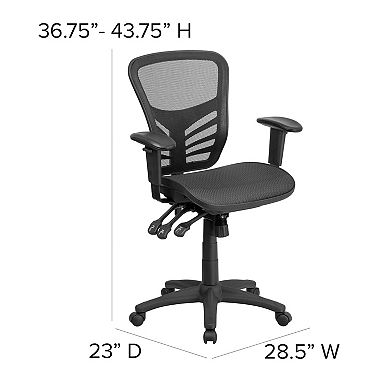 Flash Furniture Mid-Back Mesh Multifunction Ergonomic Office Chair with Adjustable Arms