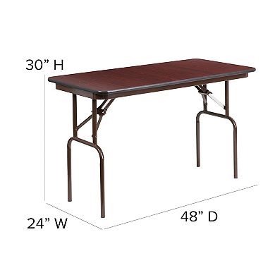 Flash Furniture 24" x 48" Rectangular Mahogany Melamine Laminate Folding Banquet Table