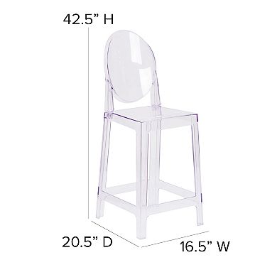 Flash Furniture Ghost Counter Stool with Oval Back in Transparent Crystal - Wedding Chairs