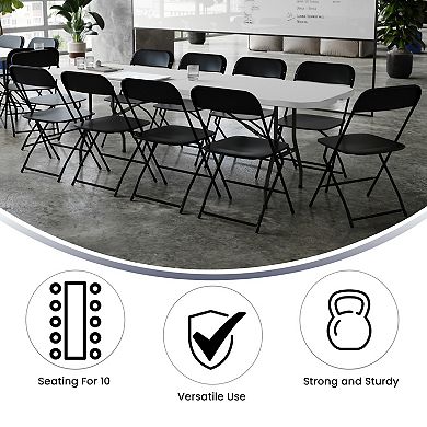 Flash Furniture Bi-Fold Plastic Event/Training Folding Table Set with 10 Folding Chairs