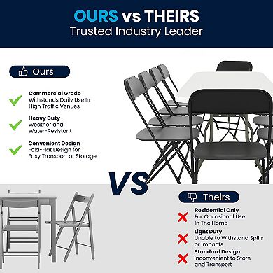 Flash Furniture Bi-Fold Plastic Event/Training Folding Table Set with 10 Folding Chairs