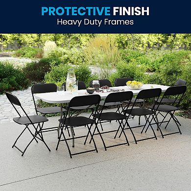 Flash Furniture Bi-Fold Plastic Event/Training Folding Table Set with 10 Folding Chairs
