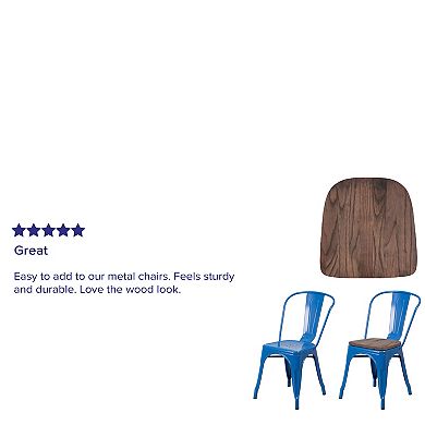 Flash Furniture Rustic Wood Seat for Colorful Metal Chairs - Wood Seat Attachment