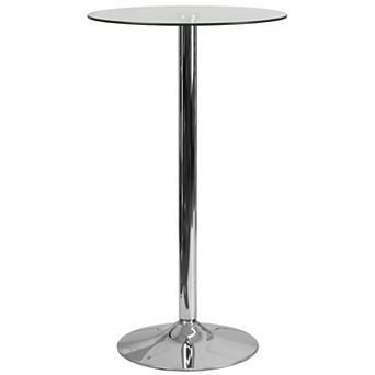 Flash Furniture 23.75" Round Glass Table with 41.75"H Chrome Base - Event and Cocktail Table