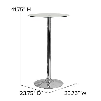 Flash Furniture 23.75" Round Glass Table with 41.75"H Chrome Base - Event and Cocktail Table