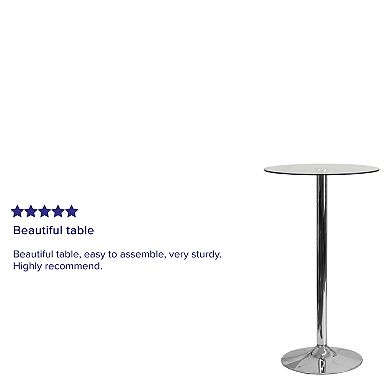 Flash Furniture 23.75" Round Glass Table with 41.75"H Chrome Base - Event and Cocktail Table
