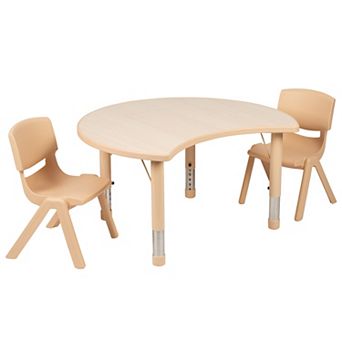 Flash Furniture 25.125"W x 35.5"L Crescent Plastic Adjustable Kids Table Set - 2 Chairs