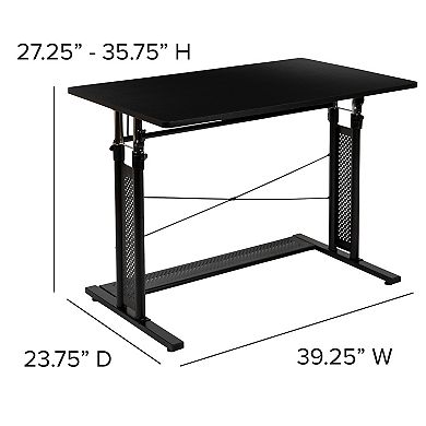 Flash Furniture Height Adjustable 39.25"W x 23.75"D x 27.25-35.75"H Sit to Stand Laptop Desk