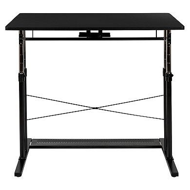Flash Furniture Height Adjustable 39.25"W x 23.75"D x 27.25-35.75"H Sit to Stand Laptop Desk