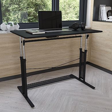 Flash Furniture Height Adjustable 39.25"W x 23.75"D x 27.25-35.75"H Sit to Stand Laptop Desk