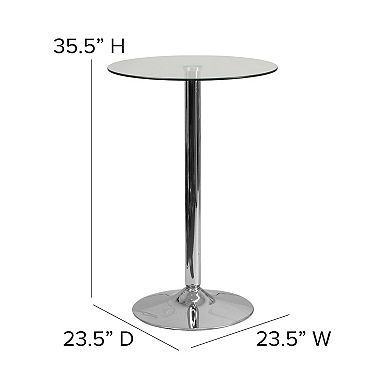 Flash Furniture 23.5" Round Glass Table with 35.5"H Chrome Base - Pedestal Table - Event Table
