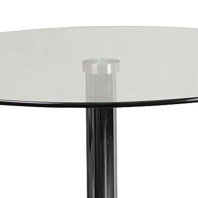 Flash Furniture 23.5" Round Glass Table with 35.5"H Chrome Base - Pedestal Table - Event Table