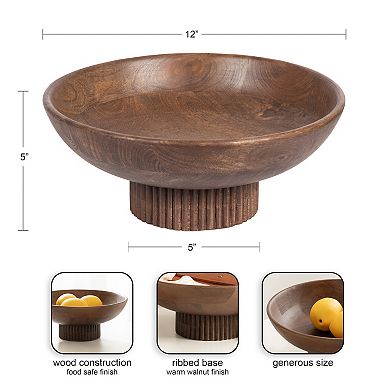 Rooks Ribbed Wood Bowl