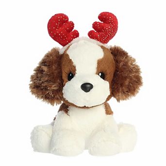 Aurora Medium Brown Festive Stuffed Animal Holiday Cheer 8.5" Spencer Spaniel