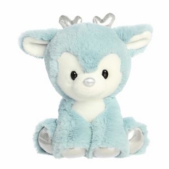 Aurora Small Winter Blue Festive Stuffed Animal Dashing Reindeer Holiday