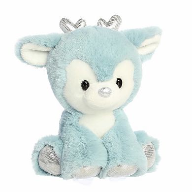 Aurora Small Winter Blue Festive Stuffed Animal Dashing Reindeer Holiday