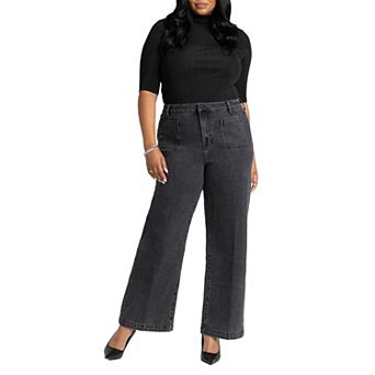 ELOQUII Women's Plus Size The Barrel Leg Jean