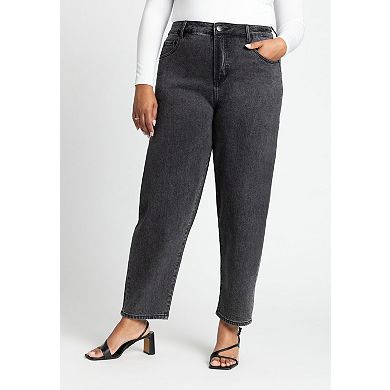 ELOQUII Women's Plus Size The Barrel Leg Jean